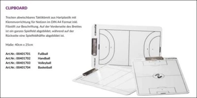 Cawila Taktik Coach Clipboard 40x25cm Spielfeld beidseitig Klemmbrett Trainer