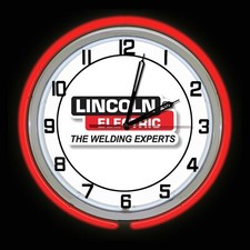 Reloj de neón doble letrero Lincoln Electric Welder The Welding Experts 19"