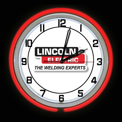 19'' Lincoln Electric Welder The Welding Experts Sign Double Neon Clock