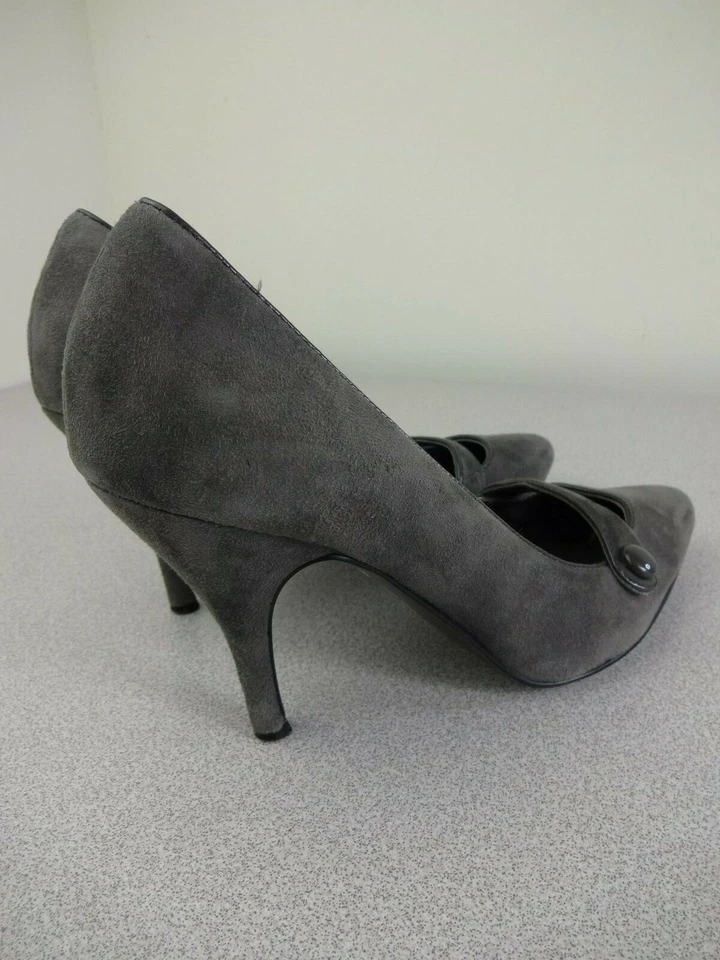 Tacones sin cordones Banana Republic gris gamuza punta abierta para mujer talla 6 Foto 4 de 4