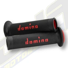 Domino Dual Compound Motorcycle Road Race Handlebar Bar Grips - Black Red A010