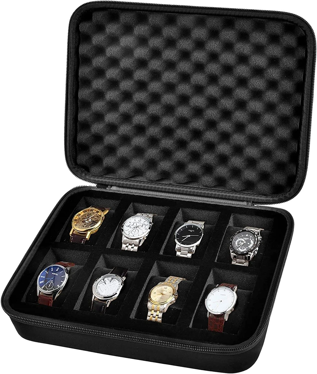 8 Slots Watch Box Organizer Men Watch Display Storage Case Fits All Wristwatches