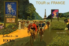 1938 Bicycle Tour de France Bike Cycle Eiffel Tower Vintage Poster Repro FREE SH