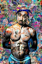 Tupac Art Print, Hiphop Canvas, 90s rap Painting Print