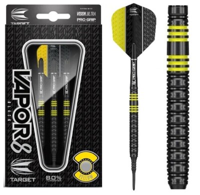 Dart Target Vapor8 Black Softdarts 19g Set - 80% Tungsten - Yellow - Gelb - NEU
