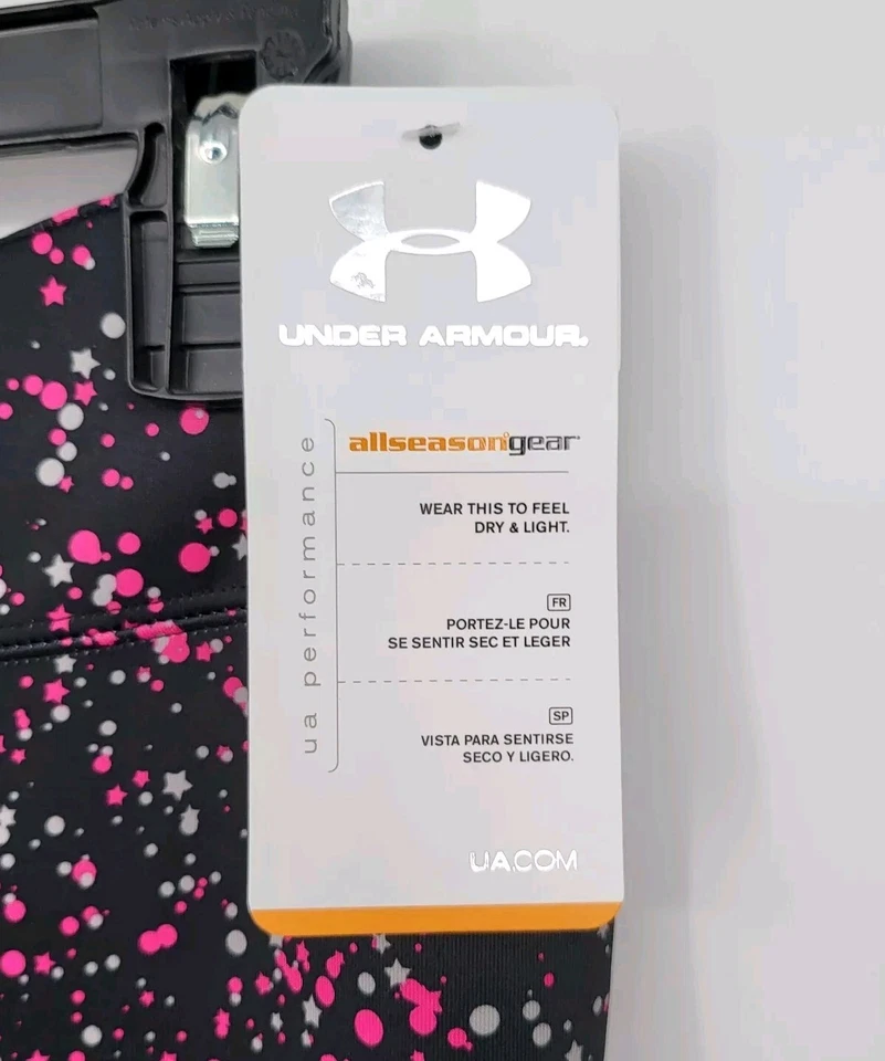 Nuevo con etiquetas Leggings Capri Under Armour Niñas Lunares Negros Estrellas Ajustados Juveniles Grandes Foto 3 de 4
