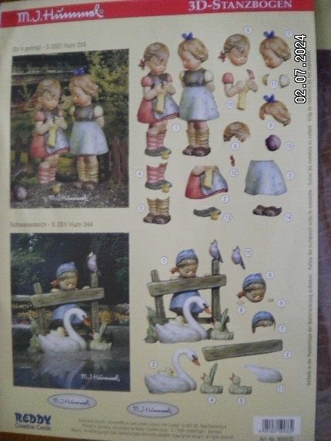 Beautiful Die Cut Decoupage of Hummel Figure by Reddy Cards.  No 950033 (165)