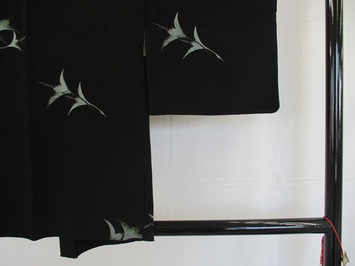 Chaqueta Kimono Haori Japonesa Vintage Seda Negra Cresta Familiar Altura 31.1 pulgadas - Imagen 23 de 23