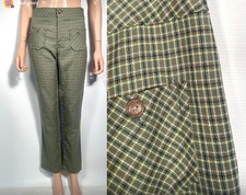 Vintage 90  s Roxy Green Plaid Skater Girl Pants Made In USA Size 27 x 30
