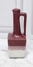 Vintage Zanesville Stoneware Pottery Perfume Bottle/Bud Vase Burgandy And White