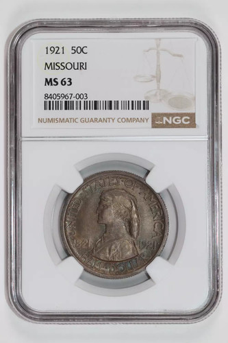 1921 MISSOURI COMMEMORATIVE HALF DOLLAR NGC MS63 - Picture 1 of 2