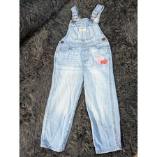 OshKosh Bgosh Kids 3T Denim Overalls Light Wash Heart Embroidery Vestbak416