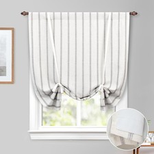 Farmhouse Double Layer Linen Blackout Tie Up Curtains Thermal Insulated Vertical