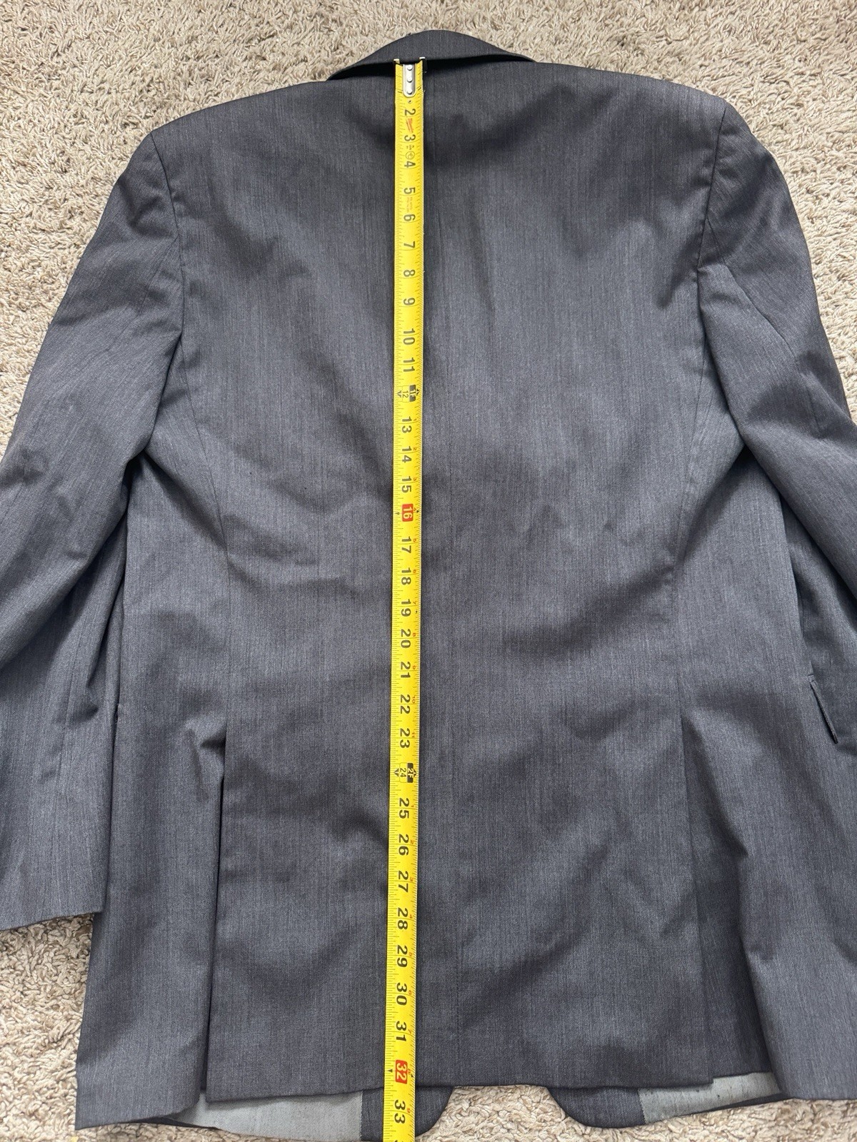 Calvin Klein Suit 2-Piece Men's 42L Long - 34W x 32L Gray Charcoal Wool 3-Button image 7