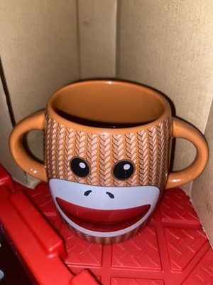 Galerie Sock Monkey Two Handled Ceramic Mug Dishwasher Microwave Safe