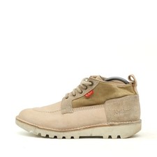 Kickers Damen Vintage Boots Beige Wildleder/Canvas Knöchelhoch Halbstiefel EU 42