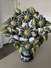 Vtg 70s Mexican Folk Art Tree of Life Candelabra Metepec Pottery Birds Daisy