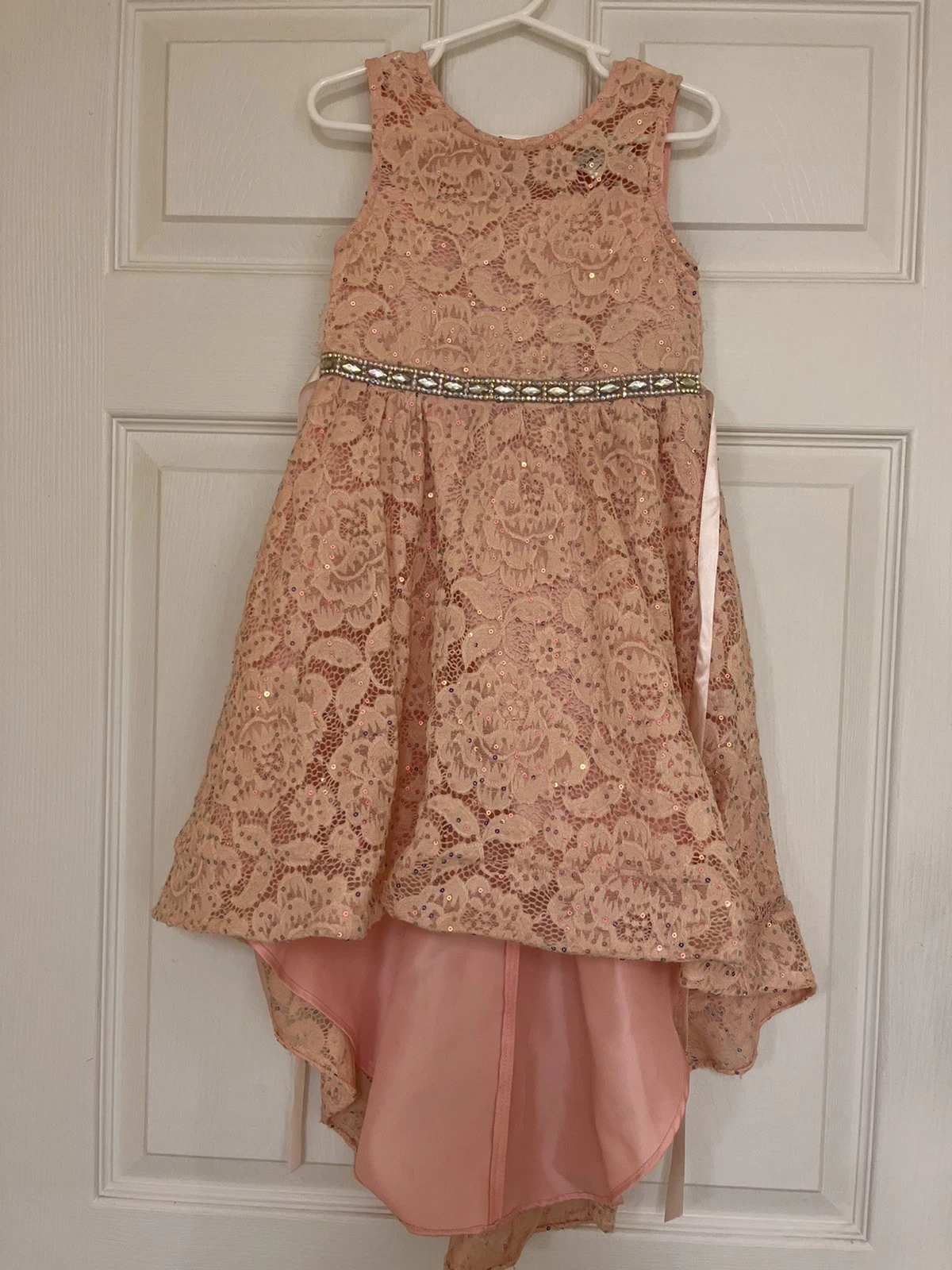Rare Editions Pink Lace High Low Dress Sparkle Waist Girls Size 4T
Opens in a new window or tab