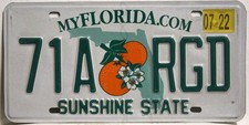 Florida Nummernschild USA Kennzeichen Original US License Plate Sunshine State