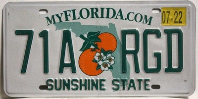Florida Nummernschild USA Kennzeichen Original US License Plate Sunshine State