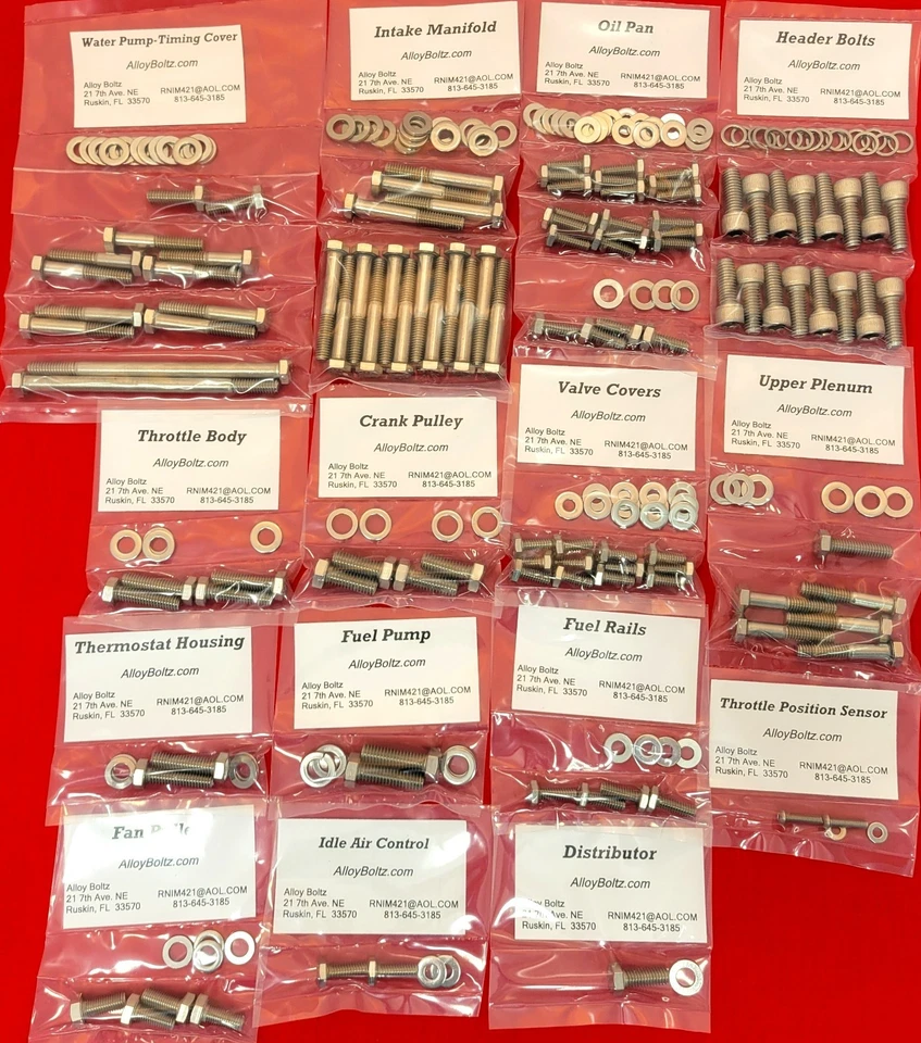 SBF FORD ENGINE BOLTS KIT 351W 351 WINDSOR TPI EFI STAINLESS STEEL HEX SCREW SET - Image 2 of 4