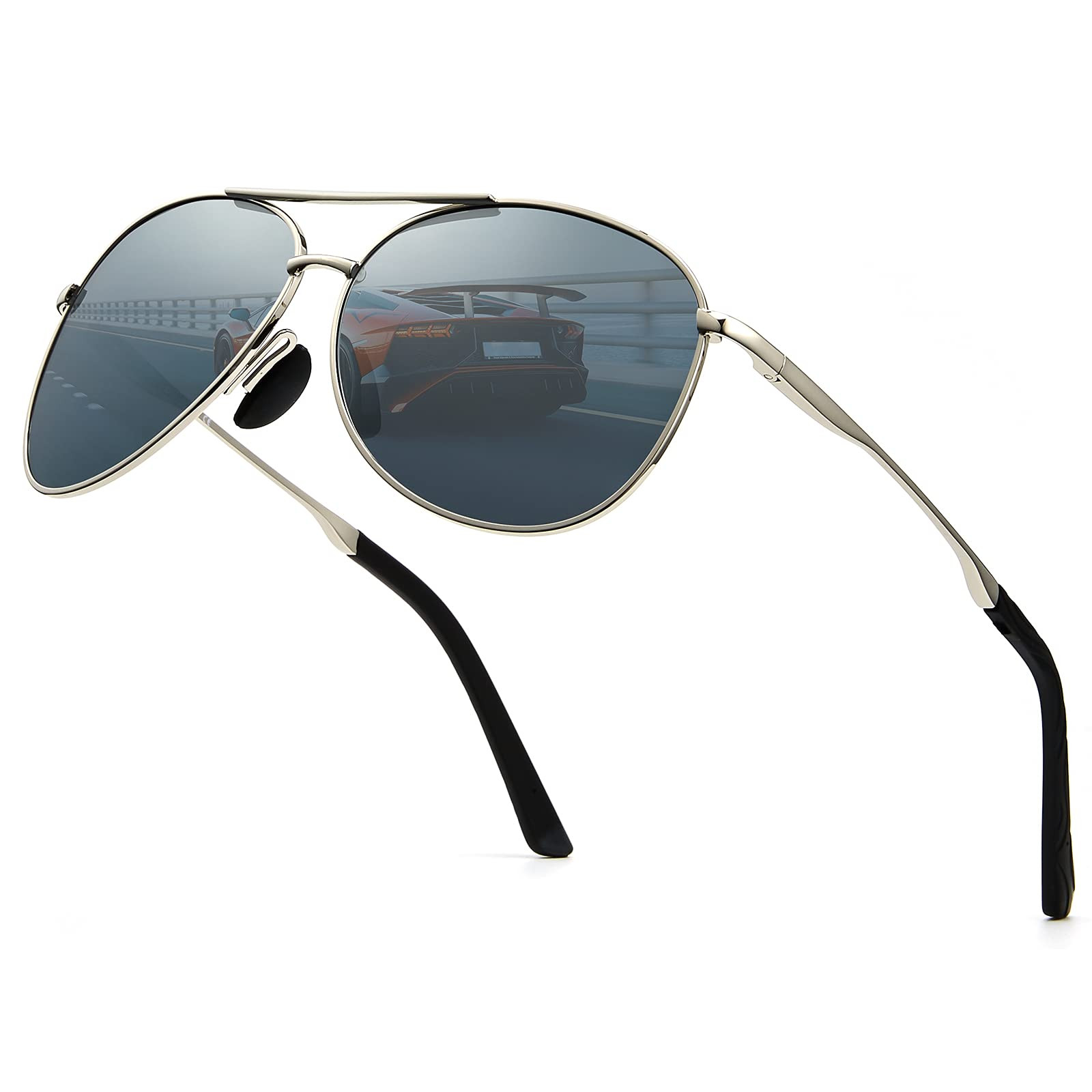 Aviator Sunglasses for Men Polarized UV400 Protection Military Pilot Sunglass...-image