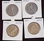 4 Walking Liberty Half Dollars