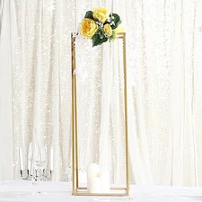 2 pcs 32" tall Matte Gold Geometric Metal Stands Wedding Flower Vase Holders