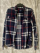 Men's Long Sleeve Plaid Shirt Flannel Blue Size Small