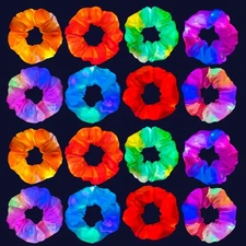 16 PCS Glow in Dark Hair Scrunchies, LED Light Up Accessories, 3 Modes, Rave