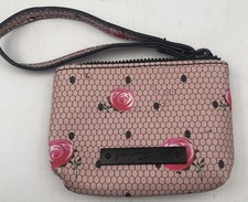 Betsey Johnson Pink Rose Luv Betsey Coin Purse Makeup Bag Wristlet