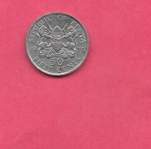 KENYA KENYAN KM13 1978 XF-SUPER FINE-NICE CIRCULATED OLD 50 CENTS COIN