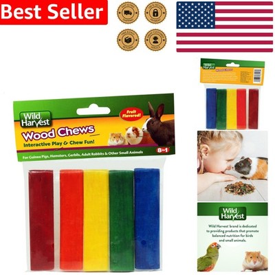Small Animal Fruit Chews Wood Sticks Dental Care Interactive Play 5 Count Bag