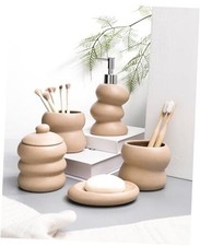 Bathroom Accessory Set 5PCS, Ceramic Bathroom Accessories Set, Irregular Linen