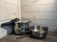 Fagor 4L & 8L Pressure Cooker 3 Piece Pressure Cooker Stainless 2 Sizes 1 Lid