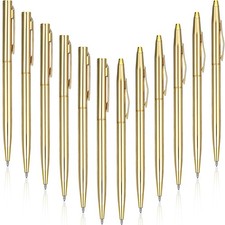 Fuutreo 12 Pack Wedding Gold Pens Bulk Metal Slim Ballpoint 