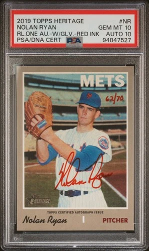 POP 4 PSA 10 2019 Topps Heritage NOLAN RYAN Real One Auto Red Ink /70 Rare Card