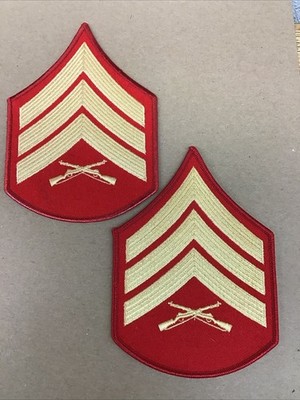 U.S. Marine Corps USMC Sergeant Dress Blues Rank Insignia Chevrons Patches