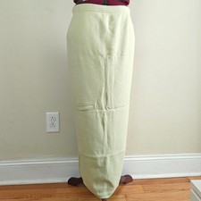 Light Green 100% Cotton Knit Midi Skirt Elastic Waist Made in USA Cottage Core