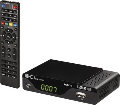 EMOS DVB-T2 HD Receiver H.265 HEVC mit USB, HDMI, SCART und Koaxial-Anschluss