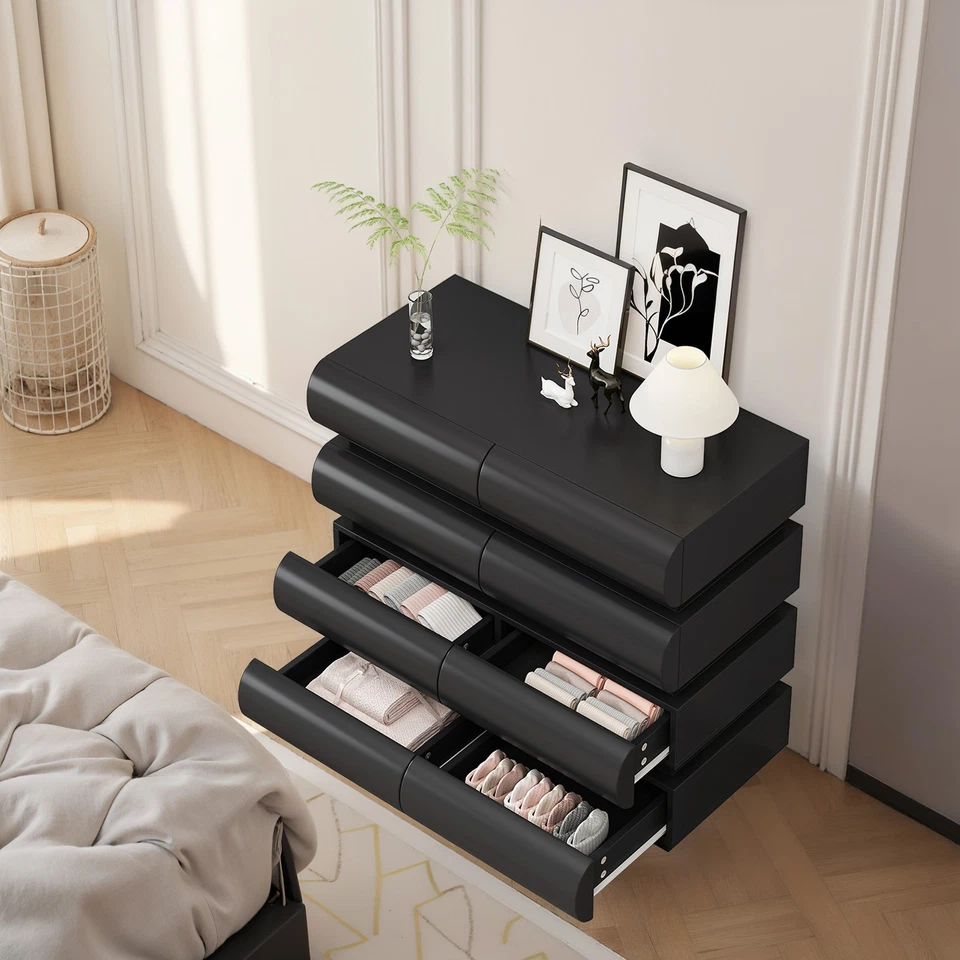 Modern style 8-drawer dressing table - black, no handles, metal slides - Image 2 of 3