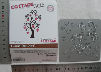 FLOURISH TREE with HEARTS Cutting Die 4''x 4'' COTTAGE CUTZ 2.4''W x 3.8''H -SBox 2H