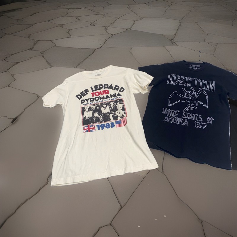 Lot of 2 Rock Band Concert Tees - Zepplin & Def Leppard - Size Small - EUC