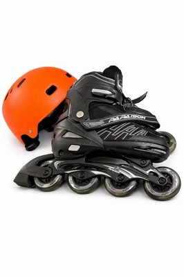 Papaison Adjustable Inline Skates S42 Roller Bladesw/Outdoor Master Helmet Youth