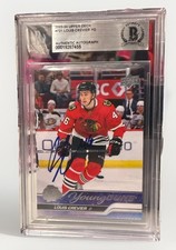 Louis Crevier signed Blackhawks 23-24 UD Young Guns Card Beckett 721 00019287455