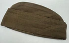 Vintage WW2 era US Army Military Overseas Garrison Side Cap OD Green Wool Size 7