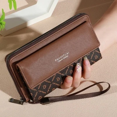 Portefeuille classique en simili cuir pour 1 pièce, Double couche avec fermeture - Photo 1/4