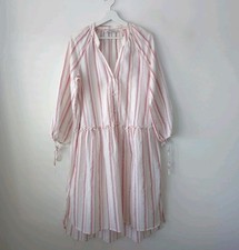 Zara Premium Summer Kaftan Dress S Small Small Drop Waist Cotton Blend Stripe
