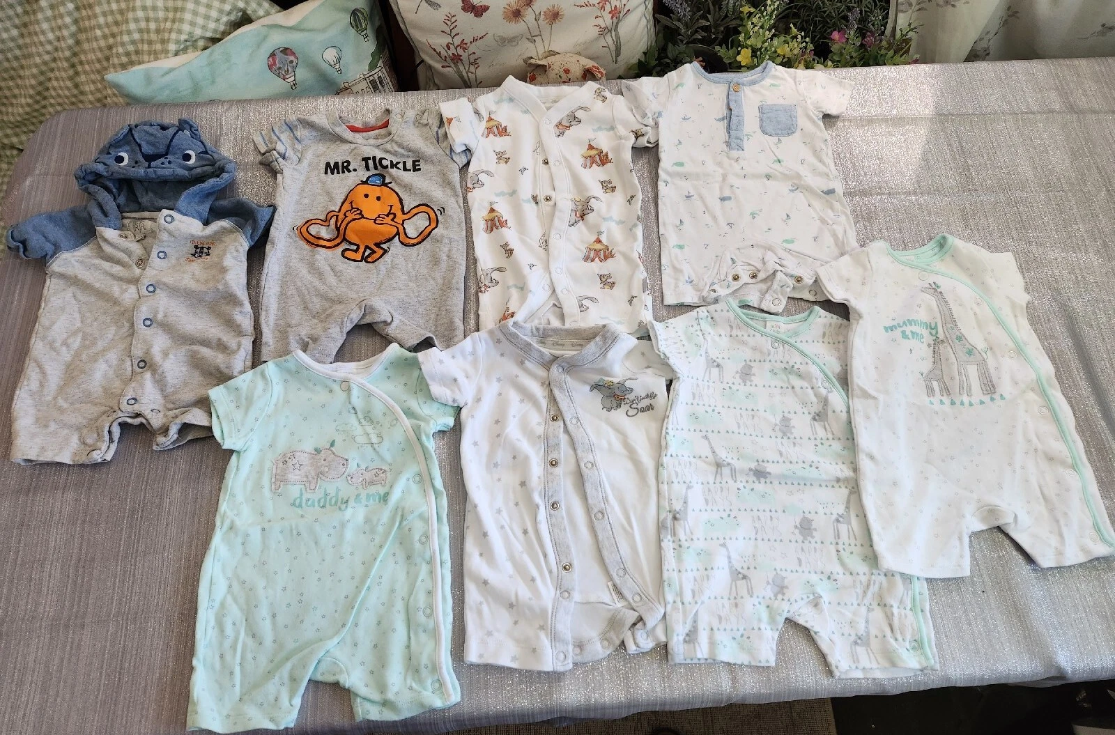 Baby Boy 0-3 clothes bundle 8 summer rompers all in one