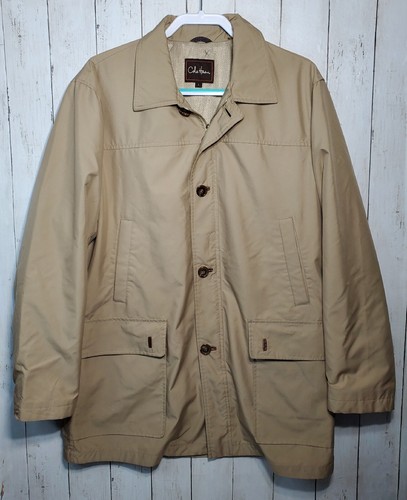 Mens Cole Haan Collar Rain Jacket Tan Sand Size L Large Nice! 539AP659 - 第 1/14 張圖片